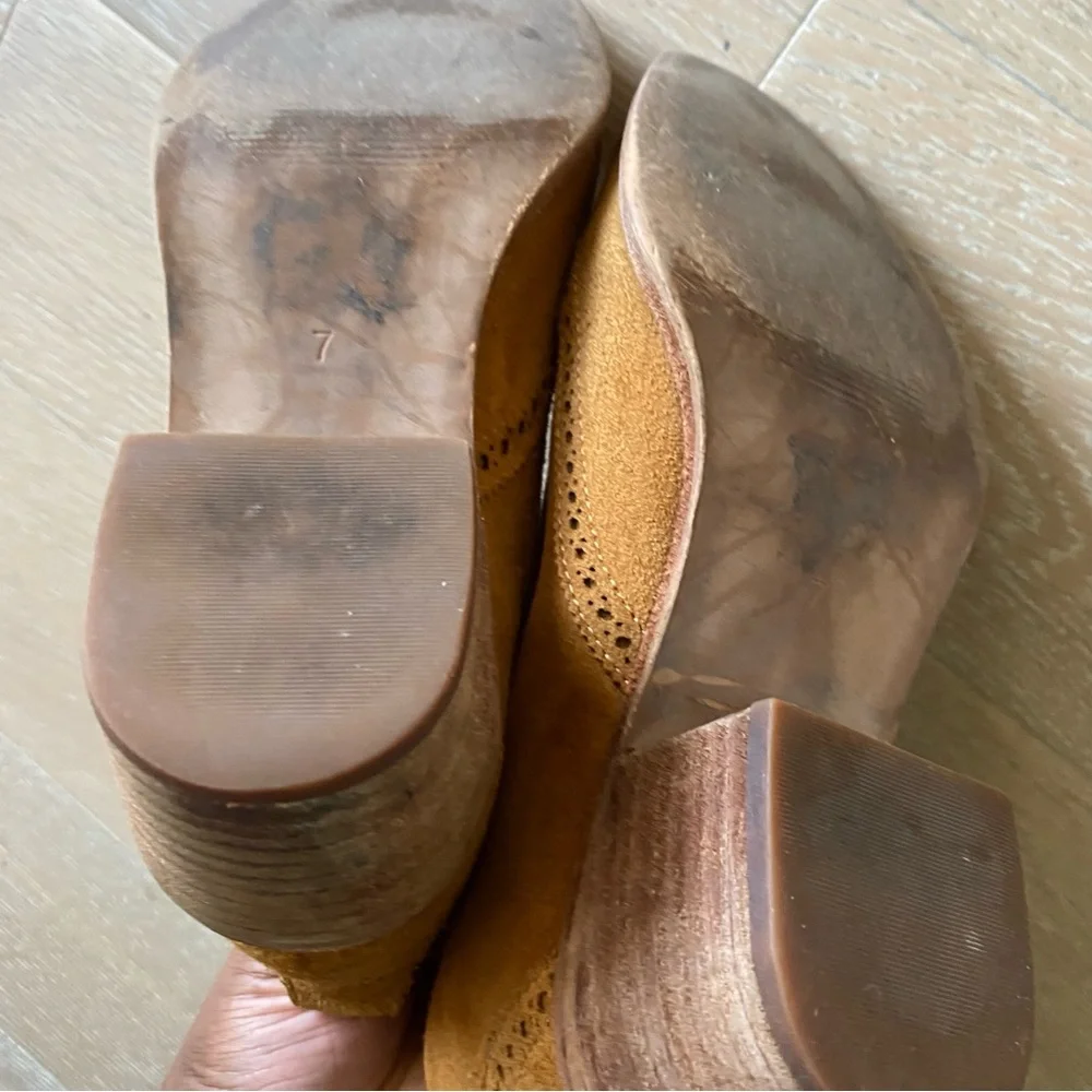Madewell The Grayson Brogue suede Chelsea Boots tan brown size 7 - Picture 7 of 12